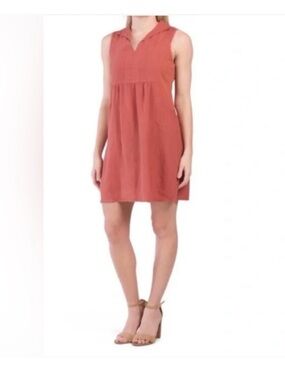 Terzo Millennio Linen Dress Terracotta Sleeveless Size XL